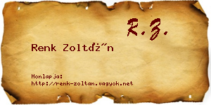 Renk Zoltán névjegykártya
